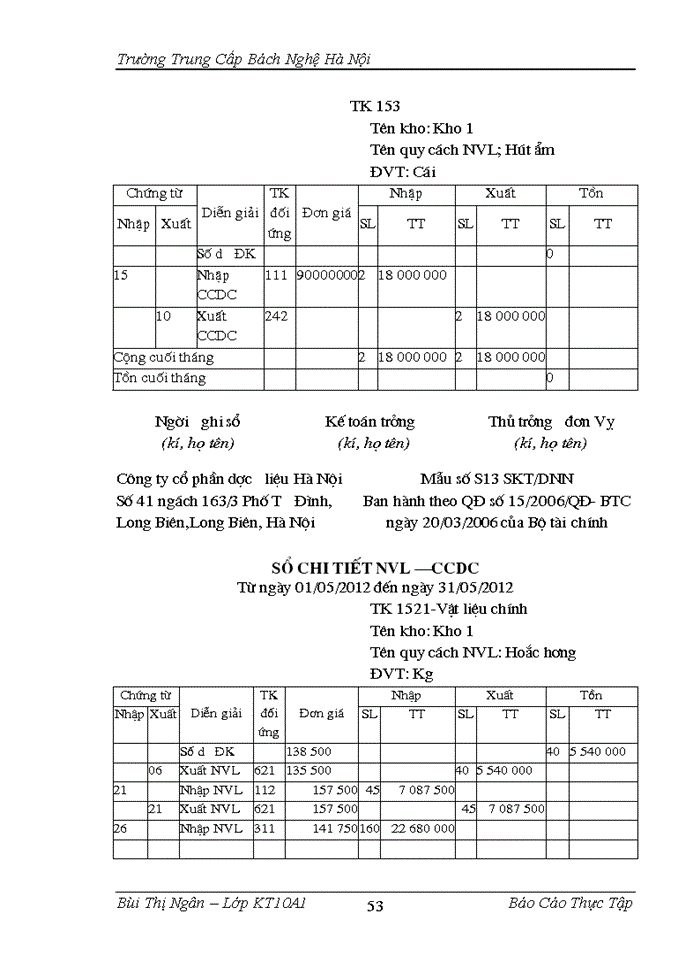 image for page Hạch toán nguyên vật liệu - công cụ, dụng cụ tại công ty Cổ phần dược liệu Hà Nội