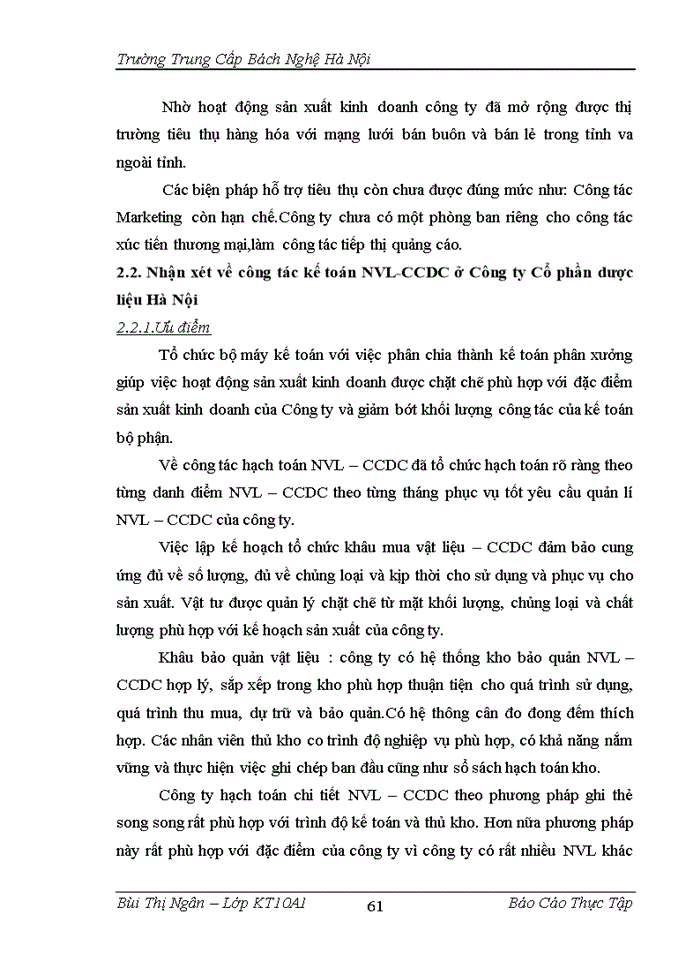 image for page Hạch toán nguyên vật liệu - công cụ, dụng cụ tại công ty Cổ phần dược liệu Hà Nội