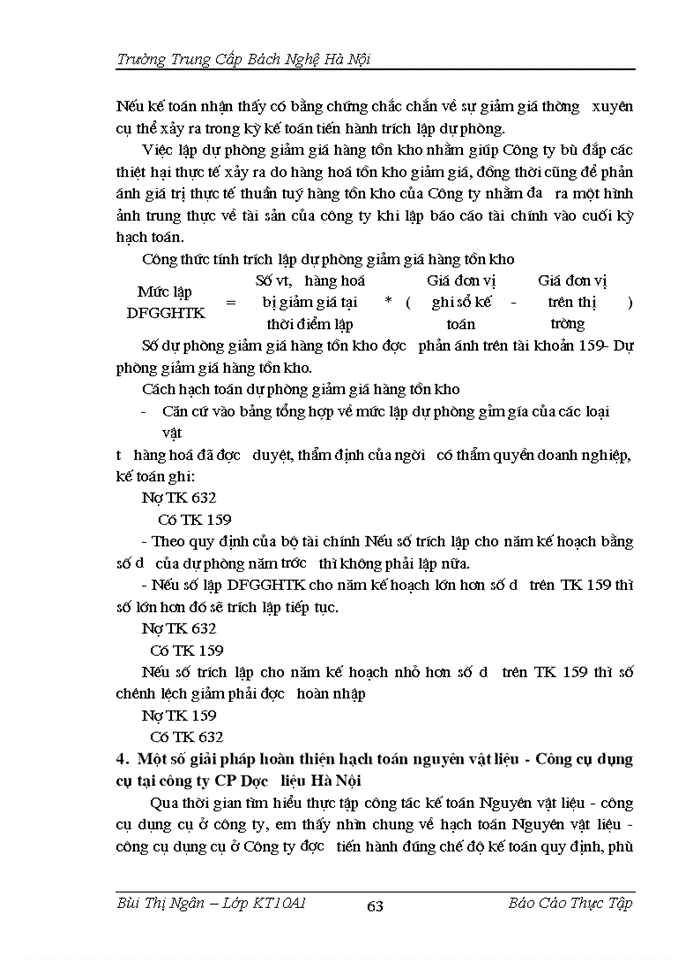 image for page Hạch toán nguyên vật liệu - công cụ, dụng cụ tại công ty Cổ phần dược liệu Hà Nội