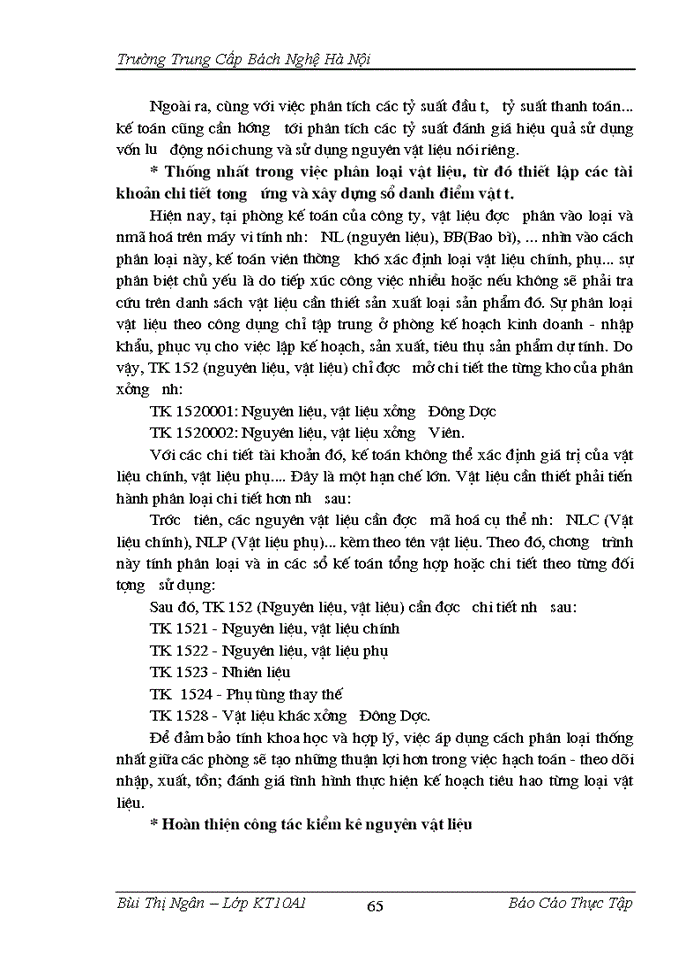 image for page Hạch toán nguyên vật liệu - công cụ, dụng cụ tại công ty Cổ phần dược liệu Hà Nội