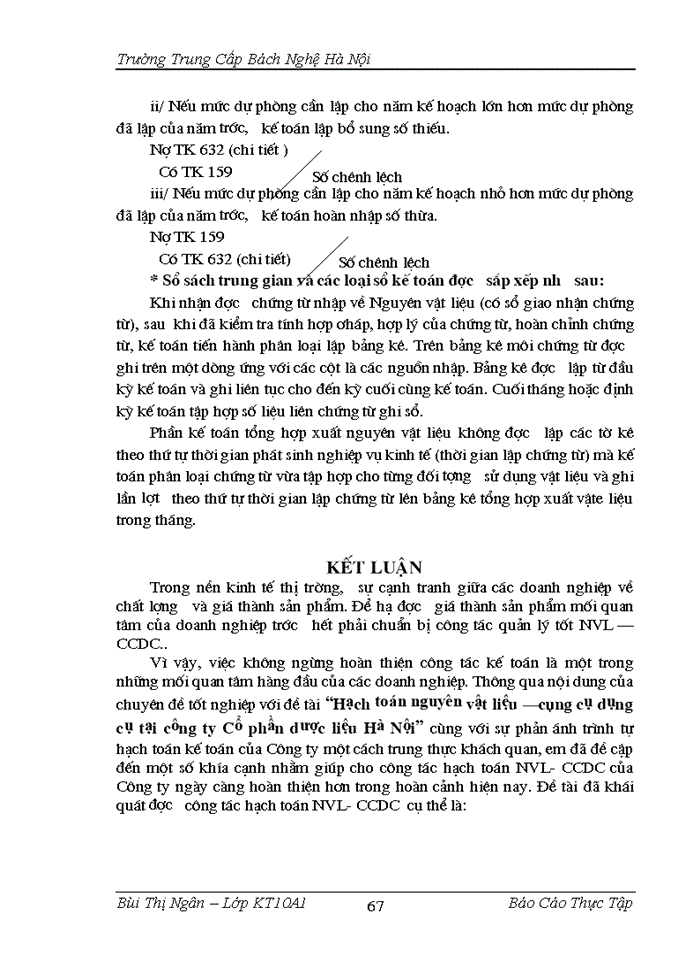 image for page Hạch toán nguyên vật liệu - công cụ, dụng cụ tại công ty Cổ phần dược liệu Hà Nội