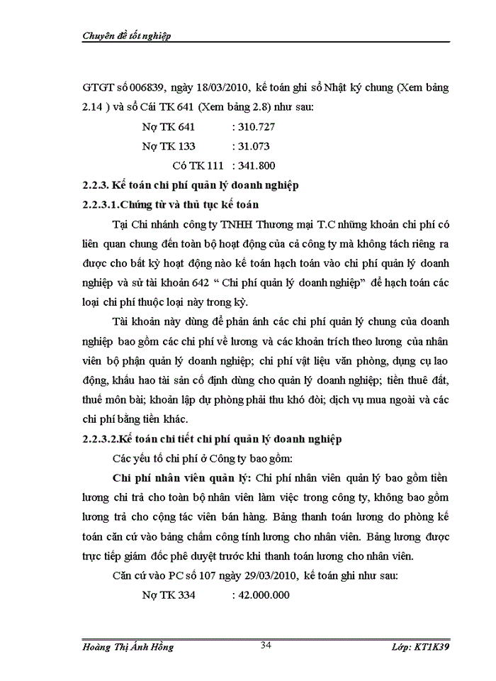 image for page Hoàn thiện kế toán doanh thu, chi phí và xác định kết quả kinh doanh tại Chi nhánh Công ty TNHH Thương mại T.C