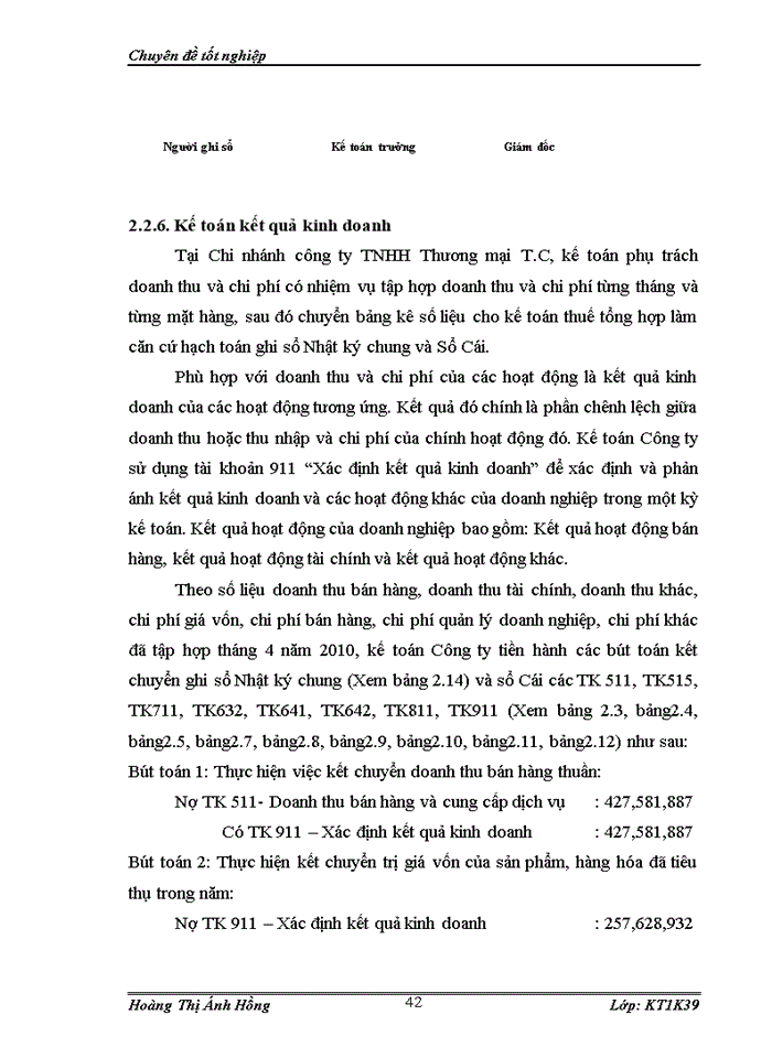 image for page Hoàn thiện kế toán doanh thu, chi phí và xác định kết quả kinh doanh tại Chi nhánh Công ty TNHH Thương mại T.C