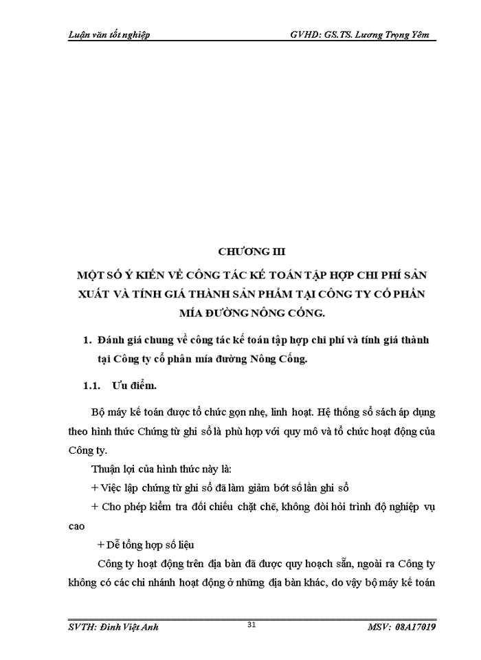 image for page Hoàn thiện kế toán chi phí sản xuất và tình giá thành sản phẩm tại Công ty cổ phần Mía đường Nông Cống