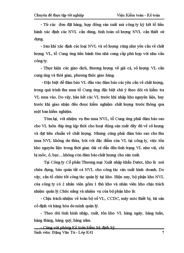 image for page Hoàn thiện công tác kế toán nguyên vật liệu ở Công ty Cổ phần Thương mại Xuất Nhập Khẩu Datex