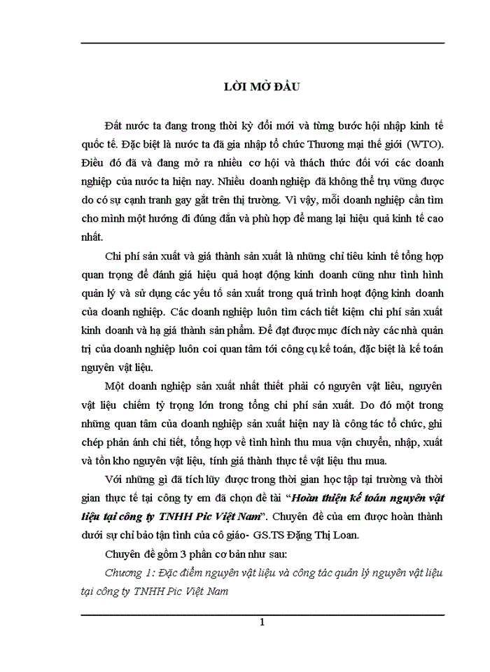 image for page Hoàn thiện kế toán nguyên vật liệu tại công ty TNHH Pic Việt Nam