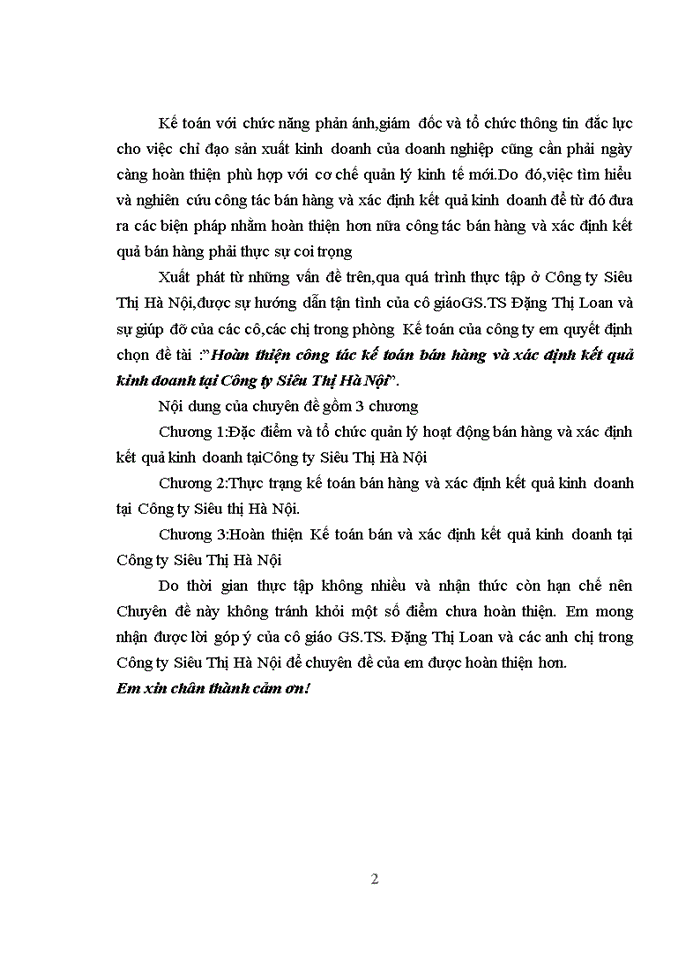 image for page Hoàn thiện công tác kế toán bán hàng và xác định kết quả kinh doanh tại Công ty Siêu Thị Hà Nội