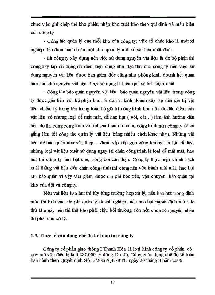 image for page Hoàn thiện kế toán nguyên vật liệu tại công ty cổ phần giao thông 1 thanh hóa