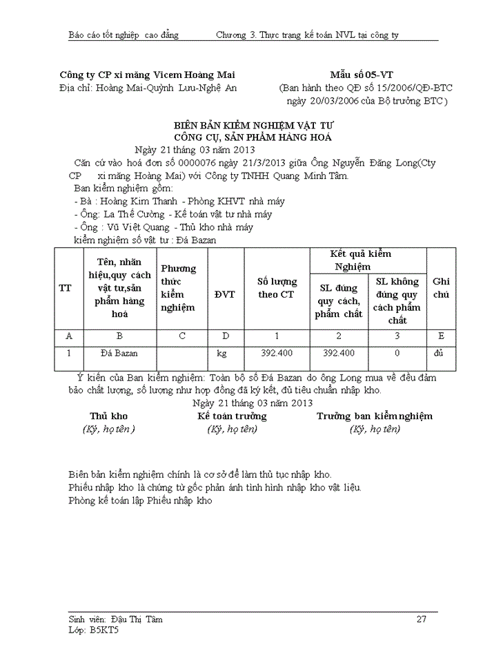 image for page Kế toán kế toán nguyên vật liệu tại công ty CP xi măng Vicem Hoàng Mai