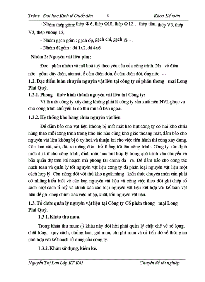 image for page Hoàn thiện kế toán nguyên vật liệu tại Công ty Cổ phần thương mại Long Phú Quý
