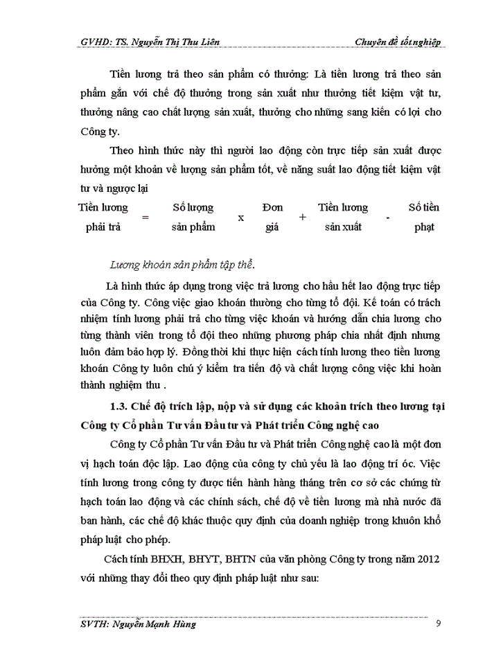 image for page Hoàn thiện kế toán tiền lương và các khoản trích theo lương tại công ty cổ phần tư vấn đầu tư và phát triển công nghệ cao