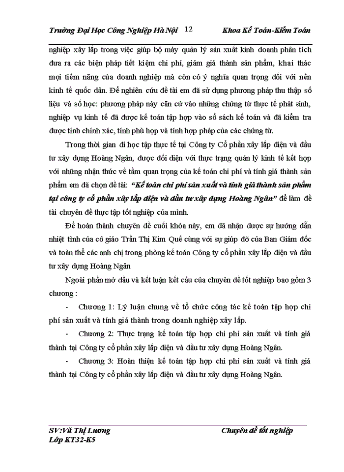 image for page Kế toán chi phí sản xuất và tính giá thành sản phẩm tại công ty cổ phần xây lắp điện và đầu tư xây dựng Hoàng Ngân