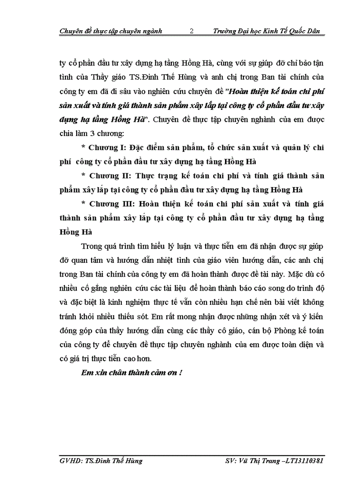 image for page Hoàn thiện kế toán chi phí sản xuất và tính giá thành sản phẩm xây lắp tại công ty cổ phần đầu tư xây dựng hạ tầng Hồng Hà