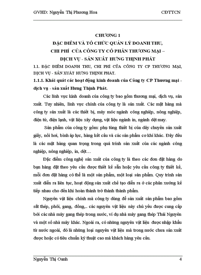 image for page Hoàn thiện kế toán doanh thu, chi phí và kết quả kinh doanh tại Công ty CP Thương mại – dịch vụ - sản xuất Hưng Thịnh Phát