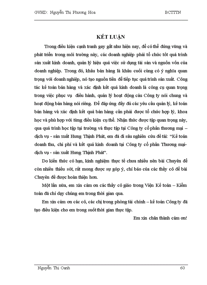 image for page Hoàn thiện kế toán doanh thu, chi phí và kết quả kinh doanh tại Công ty CP Thương mại – dịch vụ - sản xuất Hưng Thịnh Phát