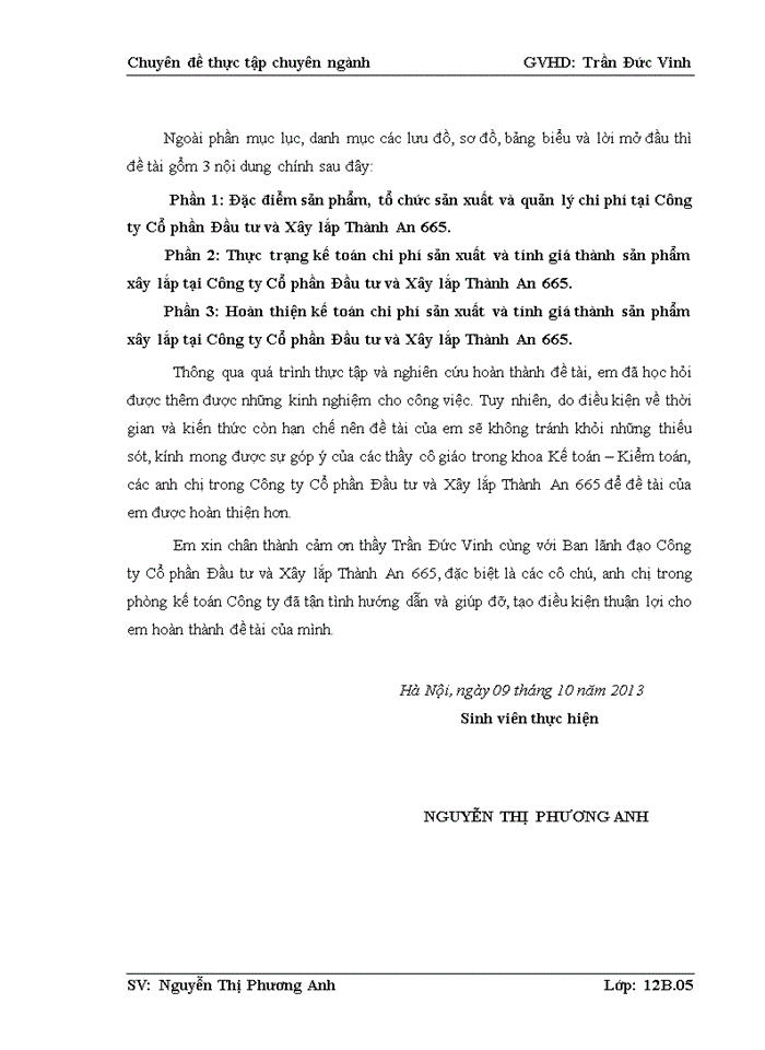 image for page Hoàn thiện kế toán chi phí sản xuất và tính giá thành sản phẩm xây lắp tại công ty cổ phần đầu tư và xây lắp thành an 665