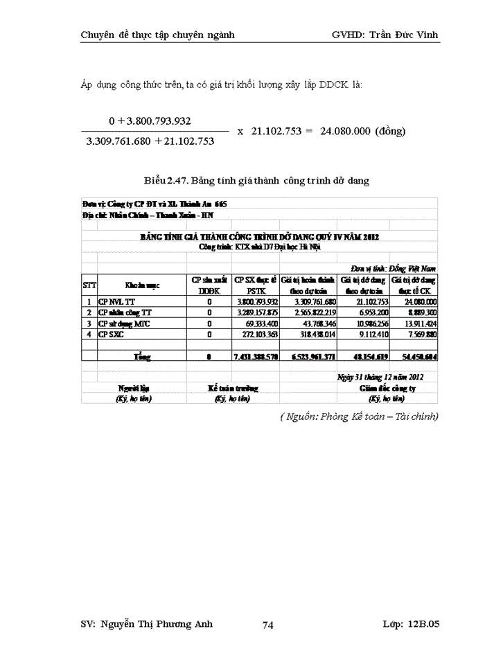 image for page Hoàn thiện kế toán chi phí sản xuất và tính giá thành sản phẩm xây lắp tại công ty cổ phần đầu tư và xây lắp thành an 665