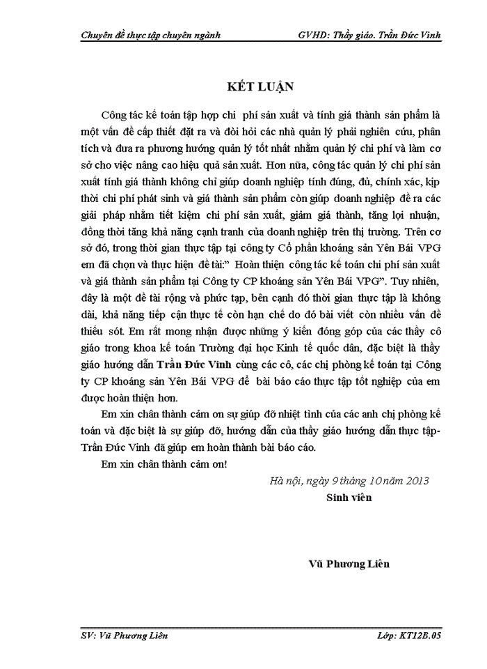 image for page Hoàn thiện kế toán chi phí sản xuất và tính giá thành sản phẩm tại Công ty CP khoáng sản Yên Bái VPG