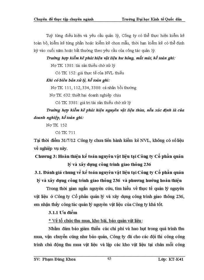 image for page Hoàn thiện công tác kế toán nguyên vật liệu tại Công ty Cổ phần quản lý và xây dựng công trình giao thông 236
