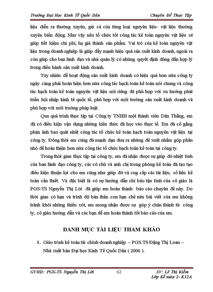 image for page Hoàn thiện kế toán nguyên vật liệu tại Công ty TNHH một thành viên Dân thắng