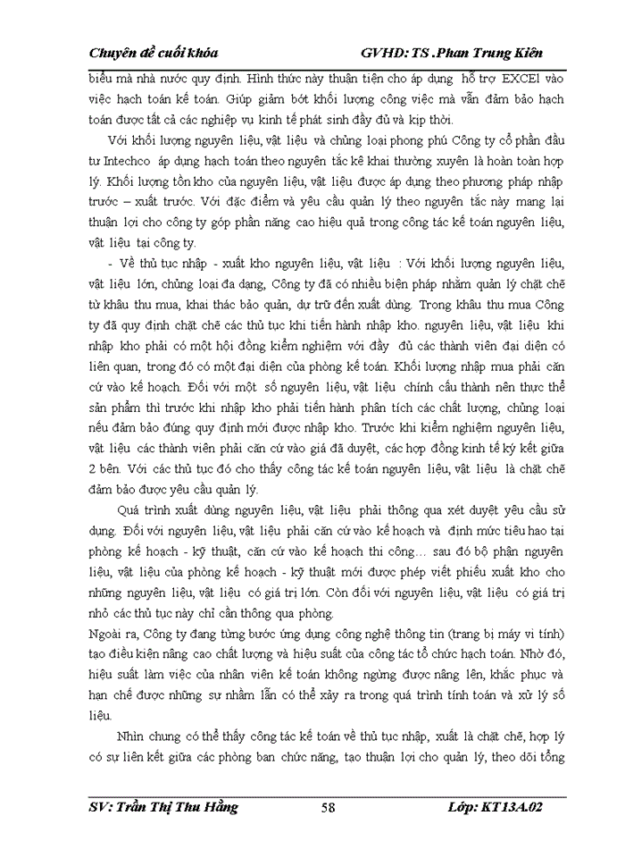 image for page Hoàn thiện kế toán Nguyên liệu, vật liệu tại Công ty cổ phần đầu tư Intechco