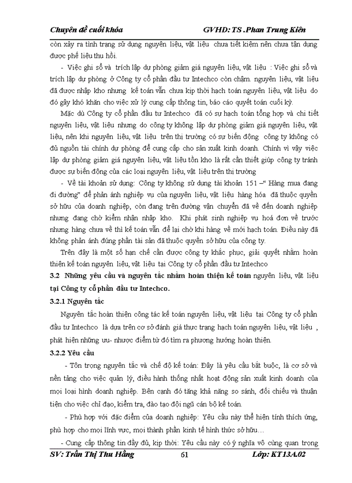 image for page Hoàn thiện kế toán Nguyên liệu, vật liệu tại Công ty cổ phần đầu tư Intechco