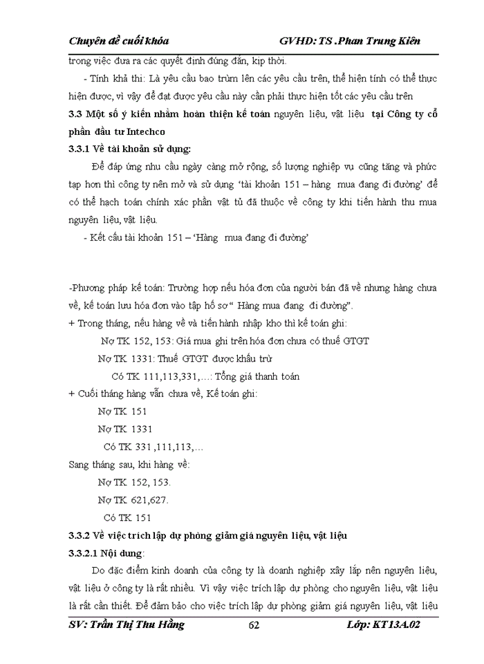 image for page Hoàn thiện kế toán Nguyên liệu, vật liệu tại Công ty cổ phần đầu tư Intechco