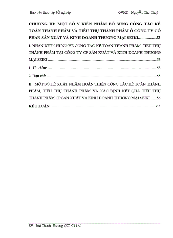 Kế toán thành phẩm, tiêu thụ thành phẩm tại Công ty Cổ Phần Sản Xuất và Kinh Doanh Thương Mại Seiki