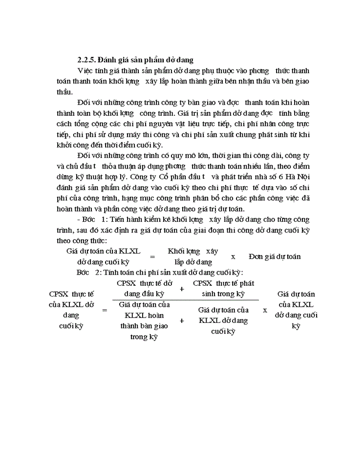 image for page Hoàn thiện kế toán tập hợp chi phí sản xuất và tính giá thành sản phẩm xây lắp tại Công ty cổ phần đầu tư và phát triển nhà số 6 Hà Nội