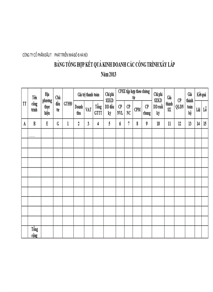 image for page Hoàn thiện kế toán tập hợp chi phí sản xuất và tính giá thành sản phẩm xây lắp tại Công ty cổ phần đầu tư và phát triển nhà số 6 Hà Nội