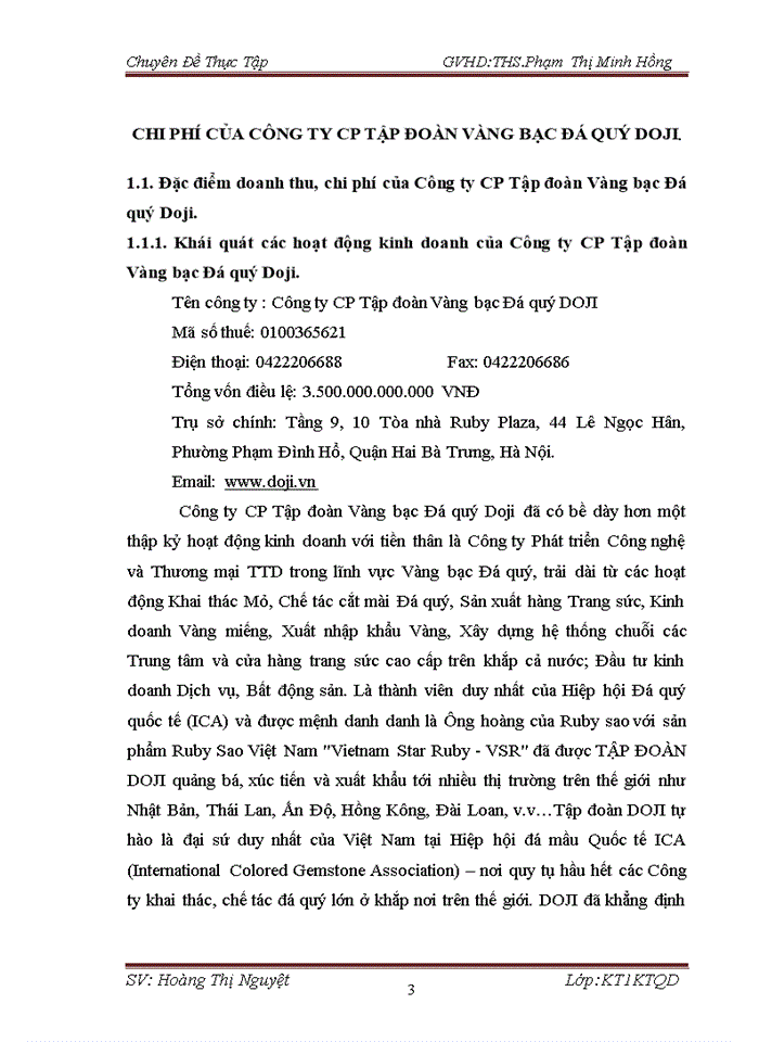 image for page Kế toán doanh thu, chi phí và xác định kết quả hoạt động kinh doanh tại Công ty CP Tập đoàn Vàng bạc Đá quý Doji