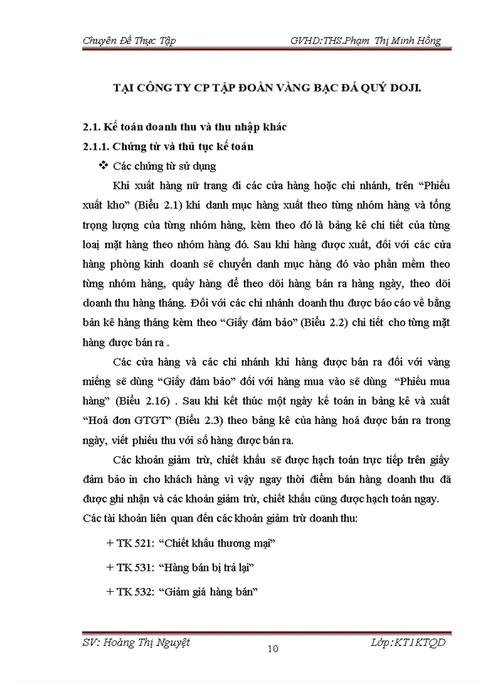 image for page Kế toán doanh thu, chi phí và xác định kết quả hoạt động kinh doanh tại Công ty CP Tập đoàn Vàng bạc Đá quý Doji