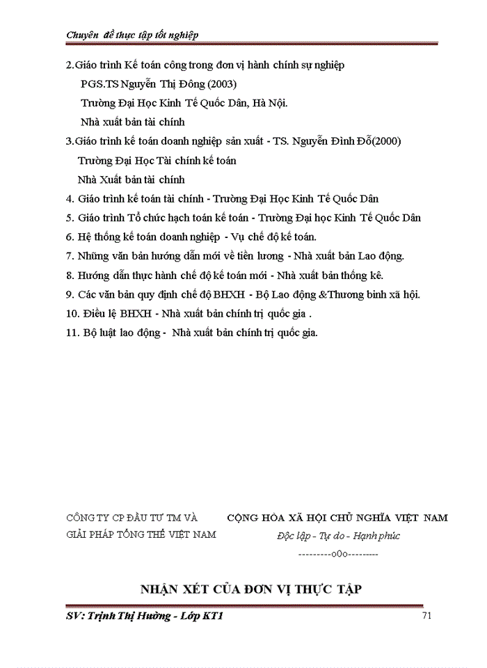 image for page Hoàn thiện kế toán tiền lương và các khoản trích theo lương tại công ty cổ phần đầu tư thương mại và giải pháp tổng thể VIỆT NAM