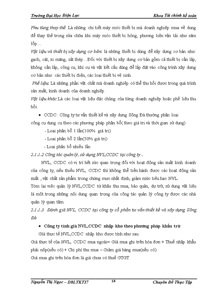 image for page Kế toán nguyên liệu vật liệu-công cụ dụng cụ tại công ty cổ phần tư vấn thiết kế và xây dựng sông đà