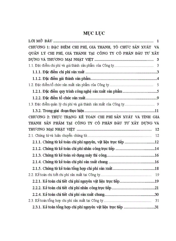 image for page Hoàn thiện kế toán chi phí sản xuất và tính giá thành sản phẩm tại Công ty Cổ phần Đầu tư Xây dựng và Thương mại Nhật Việt