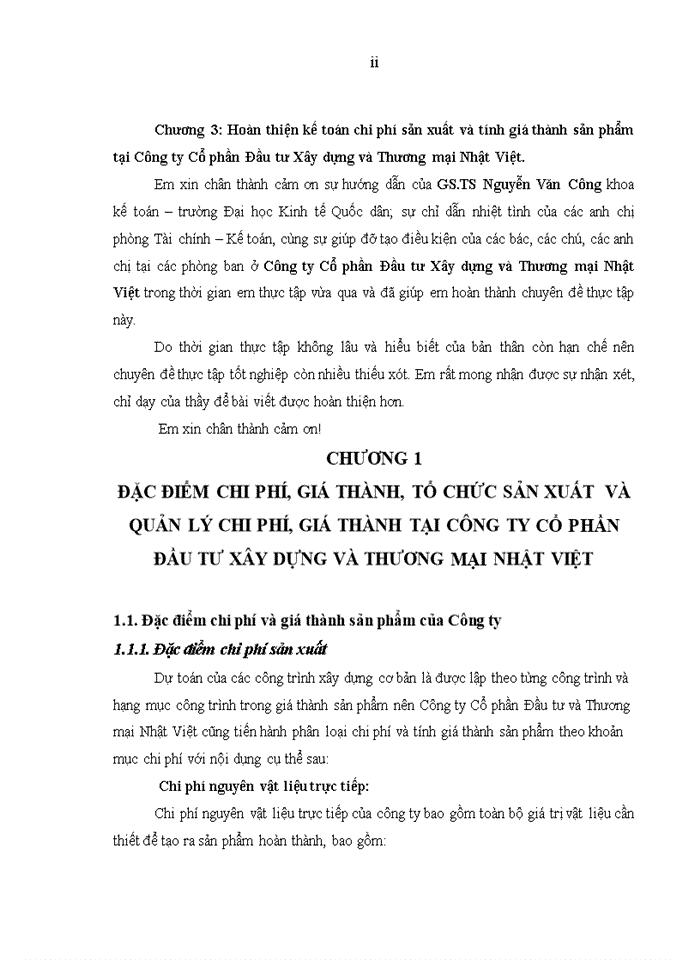 image for page Hoàn thiện kế toán chi phí sản xuất và tính giá thành sản phẩm tại Công ty Cổ phần Đầu tư Xây dựng và Thương mại Nhật Việt