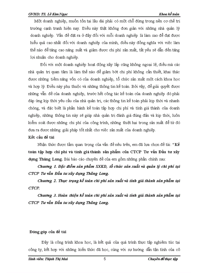 image for page Kế toán tập hợp chi phí và tính giá thành sản phẩm của CTCP Tư vấn Đầu tư xây dựng Thăng Long