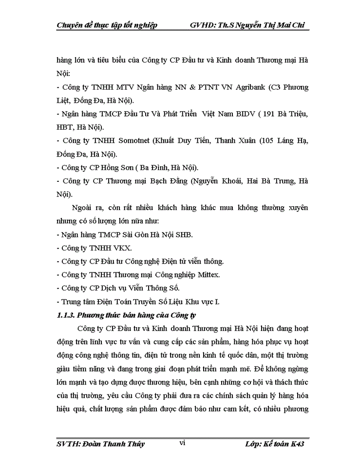 image for page Hoàn thiện kế toán bán hàng và xác định kết quả kinh doanh tại công ty cp đầu tư và kinh doanh thương mại hà nội
