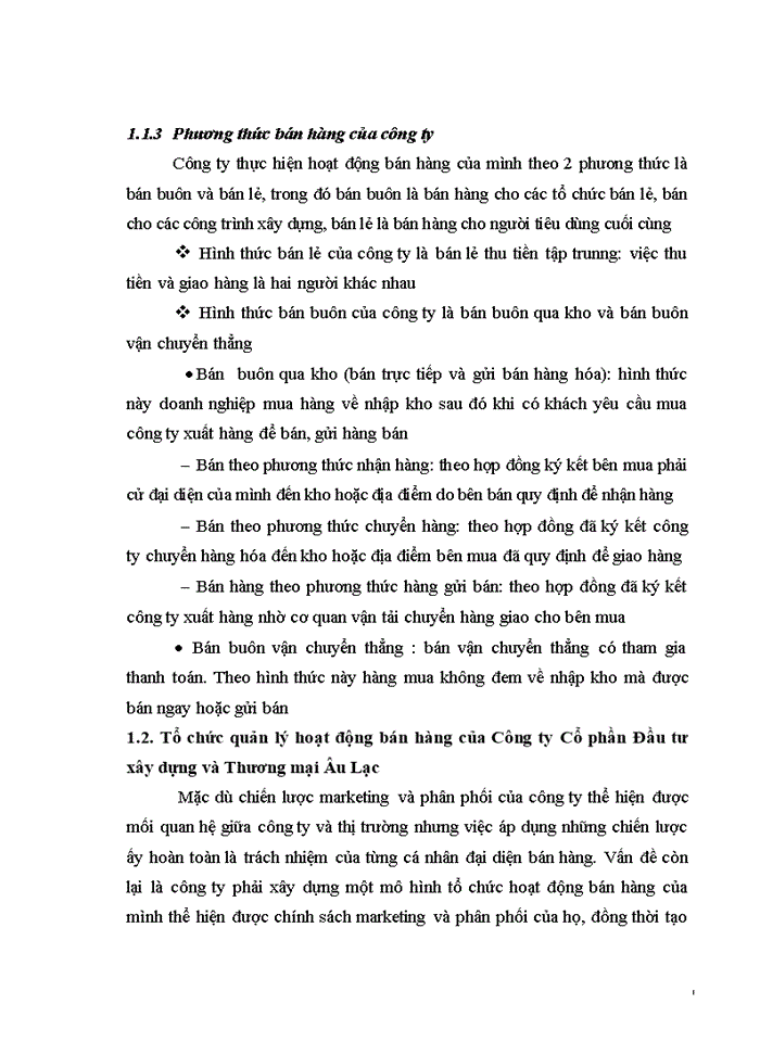 image for page Hoàn thiện kế toán bán hàng tại Công ty Cổ phần Đầu tư xây dựng và Thương mại Âu Lạc