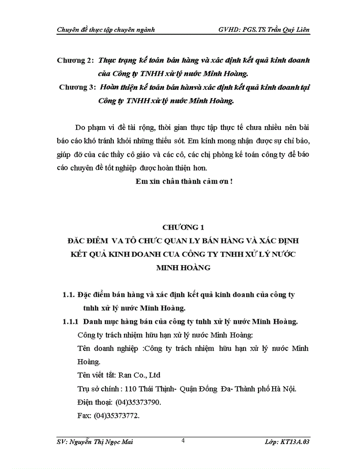 image for page Hoàn thiện kế toán bán hàng và xác định kết quả kinh doanh tại Công ty TNHH xử lý nước Minh Hoàng