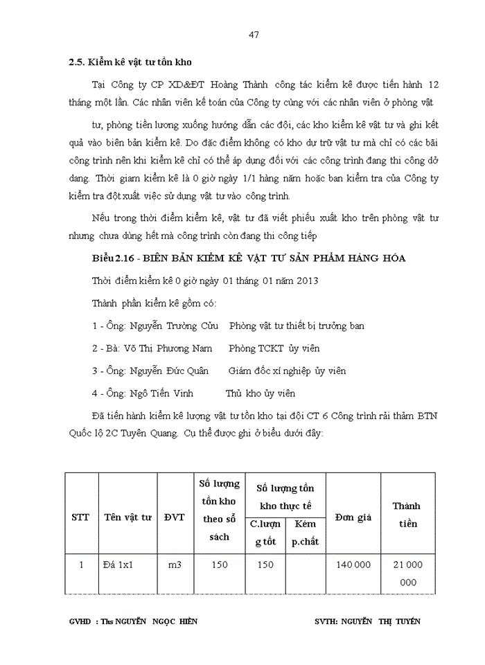 image for page Hoàn thiện kế toán nguyên vật liệu ở Công ty cổ phần Xây Dựng và Đầu Tư Hoàng Thành