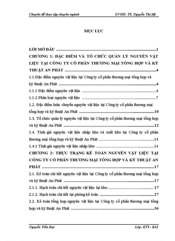 Hoàn thiện kế toán nguyên vật liệu, công cụ dụng cụ tại Công ty cổ phần thương mại tổng hợp và kỹ thuật An Phát