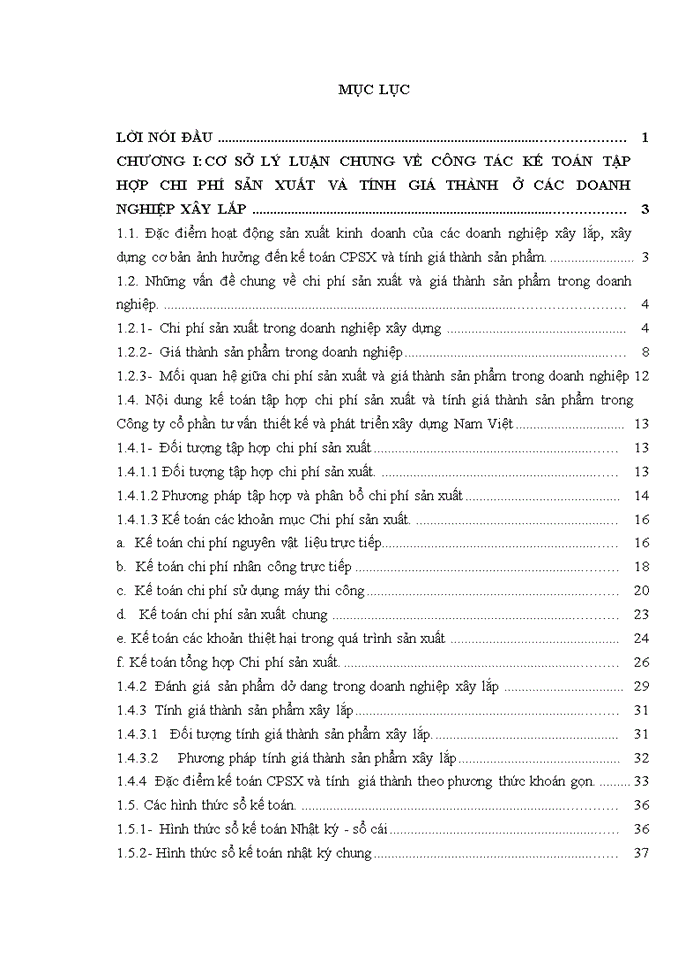 Hoàn thiện kế toán chi phí sản xuất và tính giáthành sản phẩm tại Công ty cổ phần tư vấn thiết kế và phát triển xây dựng Nam Việt