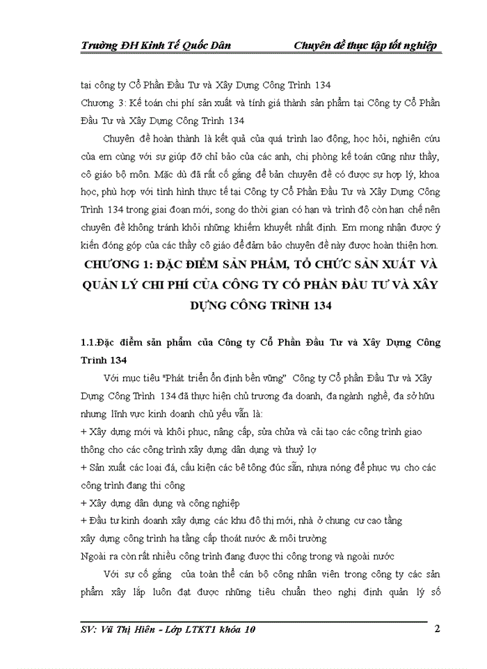 image for page Kế toán chi phí sản xuất và giá thành sản phẩm xây lắp tại Công ty Cổ phần Đầu Tư và Xây dựng Công Trình 134