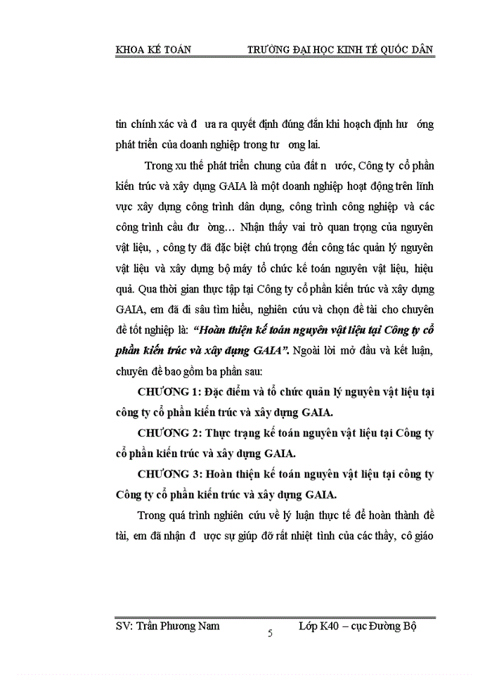 image for page Hoàn thiện kế toán nguyên vật liệu tại Công ty cổ phần kiến trúc và xây dựng GAIA