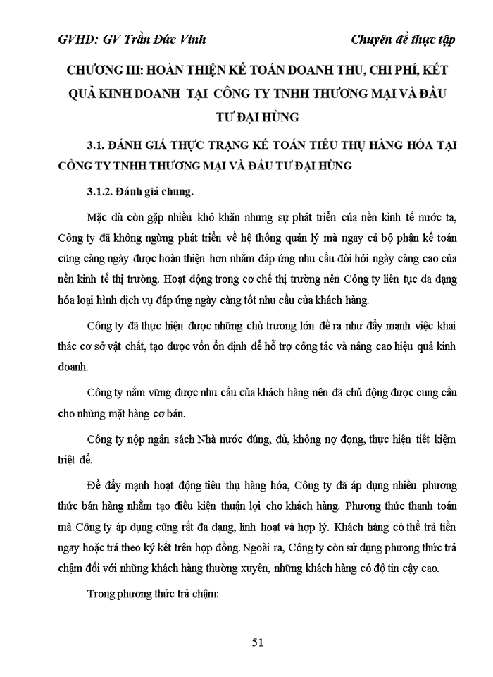 image for page Hoàn thiện kế toán doanh thu, chi phí và xác định kết quả kinh doanh  tại Công ty TNHH Thương mại và Đầu tư Đại Hùng