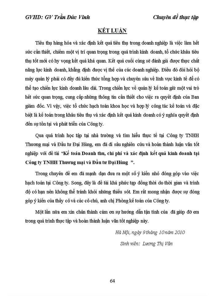 image for page Hoàn thiện kế toán doanh thu, chi phí và xác định kết quả kinh doanh  tại Công ty TNHH Thương mại và Đầu tư Đại Hùng