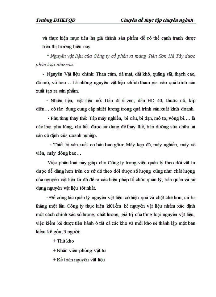 image for page Hoàn thiện kế toán nguyên vật liệu tại Công ty Cổ phần xi măng Tiên Sơn Hà Tây