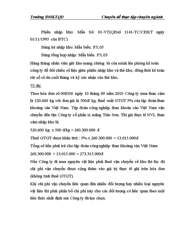 image for page Hoàn thiện kế toán nguyên vật liệu tại Công ty Cổ phần xi măng Tiên Sơn Hà Tây