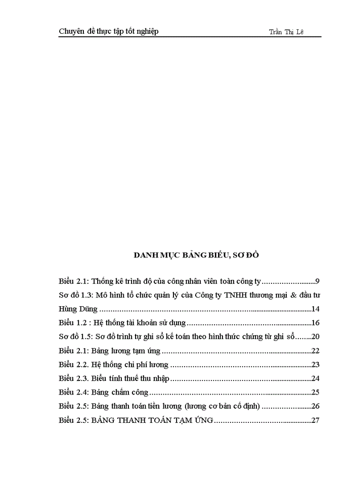 Hoàn thiện công tác tiền lương và các khoản trích theo lương tại Công ty TNHH thương mại & đầu tư Hùng Dũng